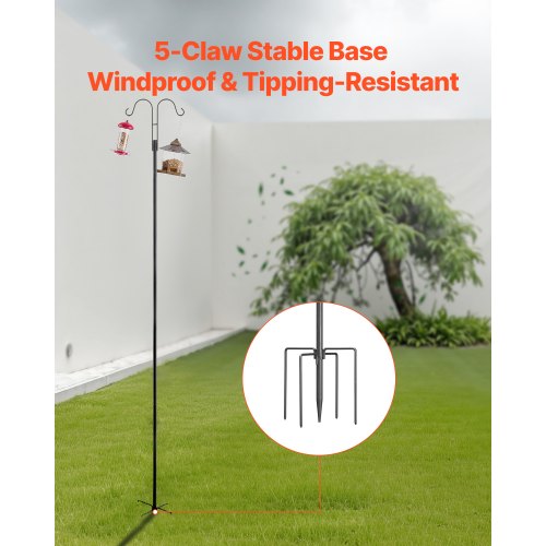 Shepherd's Hook, Dobbelt Udendørs Havekrog, 295x250x2345 mm, Sort, Stål