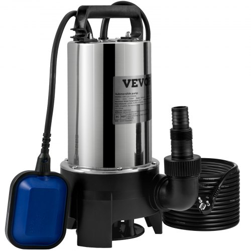 Nedsænkelig vandpumpe, 1100W 20000L/H, 10 m ledning, rustfrit stål