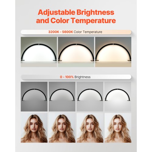 Skrivebordslampe, 40W Halvmåne LED-lampe med mobilholder, justerbar lysstyrke, sort, aluminium