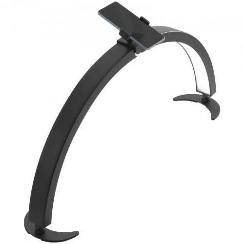 Skrivebordslampe, 40W Halvmåne LED-lampe med mobilholder, justerbar lysstyrke, sort, aluminium