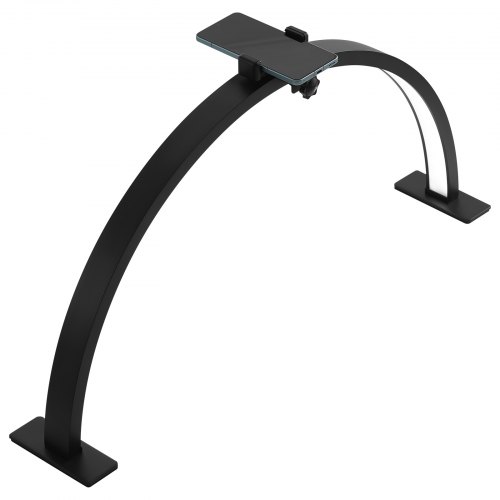 Skrivebordslampe, 30W Halvmåne LED med mobilholder, justerbar lysstyrke, sort, aluminium