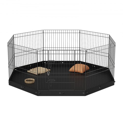 Hundegård, 8-panel foldbar metal løbegård 160x160x61 cm, sort, indendørs udendørs hundehegn