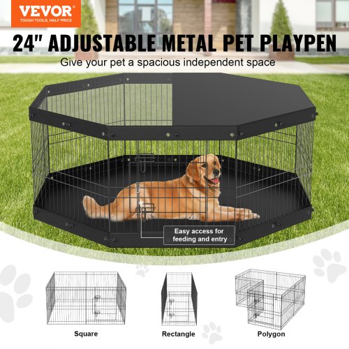 Hundegård, 8-panel foldbar metal hundelegegård 160x160x61 cm, sort, indendørs udendørs