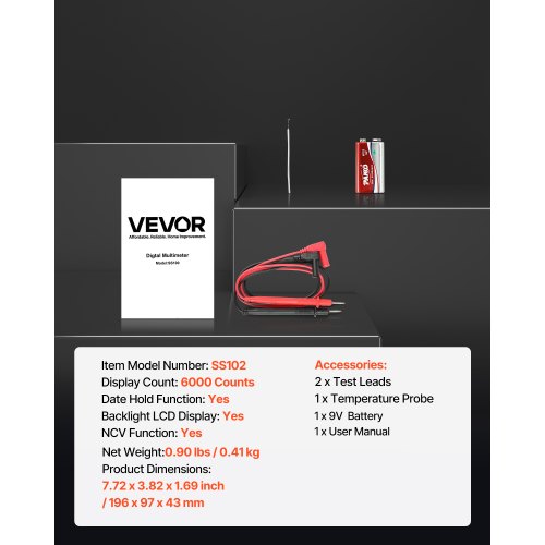 Digital multimeter, 196x97x43 mm, professionell testare