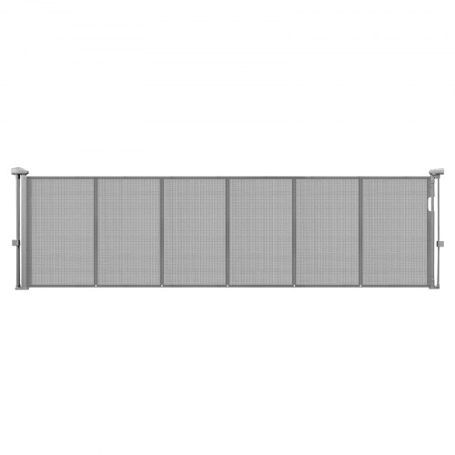 Sammenklappelig babygitter, 87x280 cm, grå, netmateriale