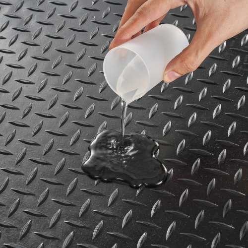 Gulvmåtte i gummi, 3x121,9x457,2 cm, Sort, Diamond Plate, SBR-gummi