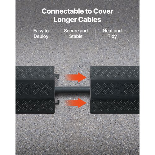 Kabelafdækning, Kraftig kabel- og slangebeskytter rampe, 51x28 mm, Sort, PP-materiale