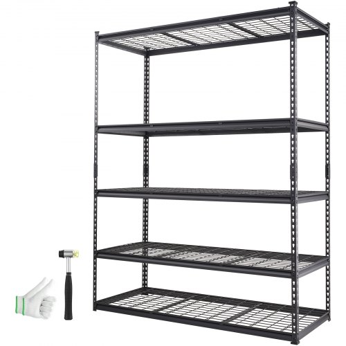 Opbevaringsreol, 152,4x61x198,1 cm, Sort, Justerbar Metal