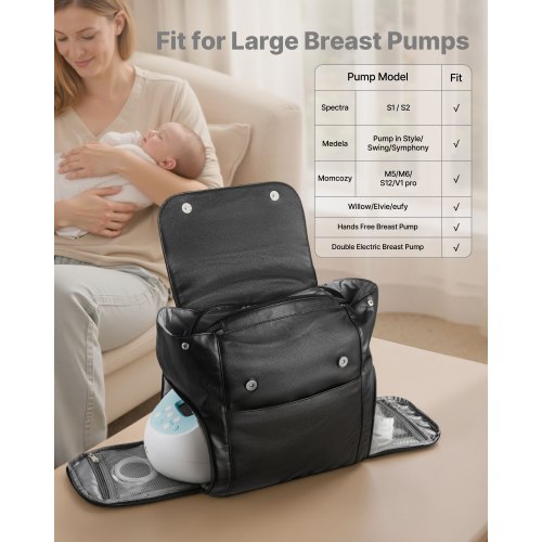 Brystpumpe Rygsæk, 32x20x34 cm, Sort, Isoleret Opbevaring