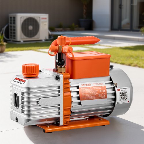 Vakuumpumpe, To-trins roterende lamelpumpe, 5 CFM 142 L/min, HVAC vedligeholdelse