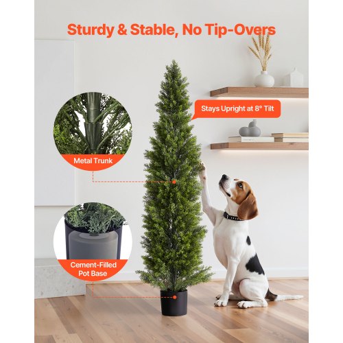 Kunstig topiary cedertræ, 35x35x152,4 cm, grøn, kunstig plante dekoration