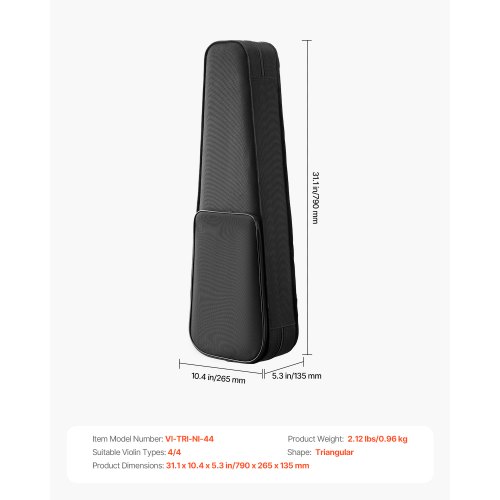 Fiolfodral 79x26,5x13,5 cm svart, nylon, vattentät, portabel