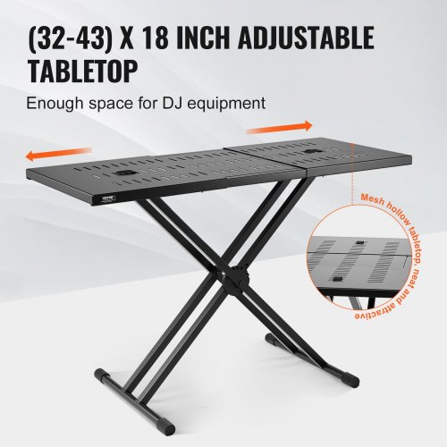 DJ-bordstativ, 82-109,5x46,5 cm, justerbar højde, metal