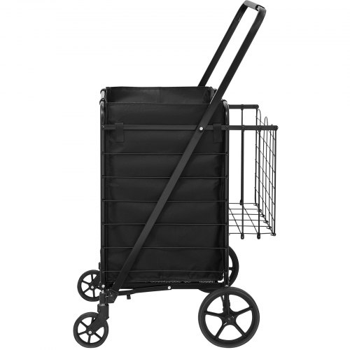 Hopfällbar shoppingvagn, 63,8x66,2x105,3 cm, svart, metallnätbas