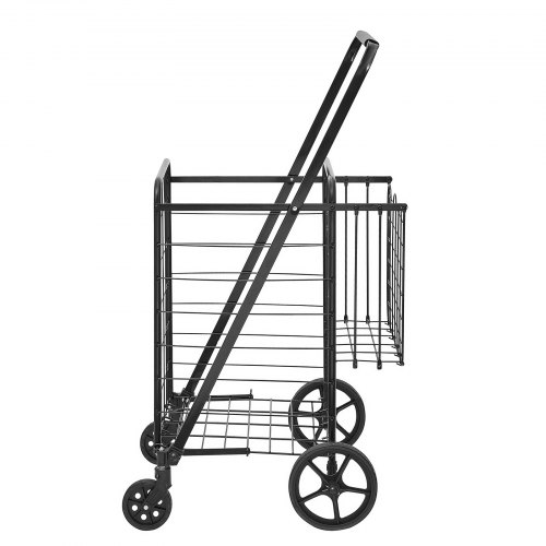Sammenklappelig indkøbsvogn, 64,5x62,2x104,5 cm, Sort, Metal