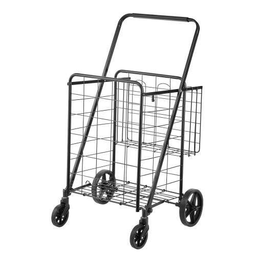 Sammenklappelig indkøbsvogn, 64,5x62,2x104,5 cm, Sort, Metal