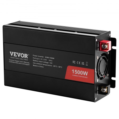 Ströminverter, 1500W modifierad sinusvåg, 28x14.4x7.2 cm, aluminium