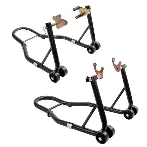 Motorcykelstativ, For- og baghjulsløft 47x69x34,5 cm 55x78x36,5 cm Sort, Stål