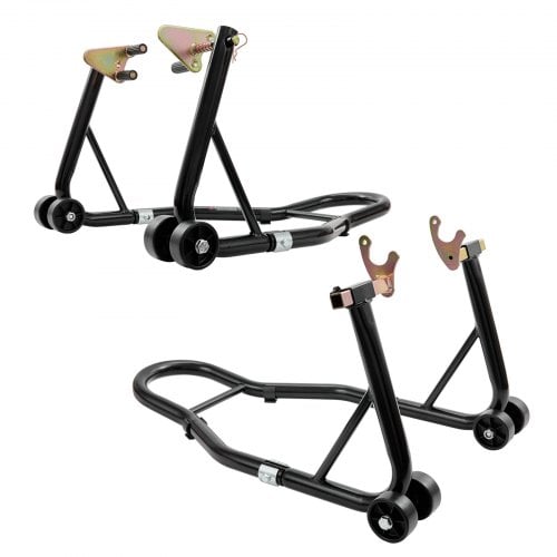 Motorcykelstativ, For- og baghjulsløft 47x69x34,5 cm 55x78x36,5 cm Sort, Stål