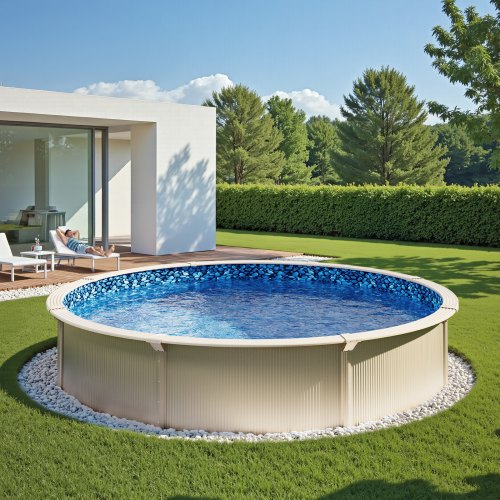 Poolforing, 244x147 cm, vinyl, rund fritstående, vandtæt