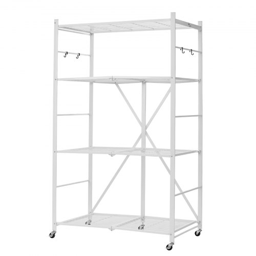 Opbevaringsreol, 91x53x152 cm, Hvid, Sammenklappelig Metal
