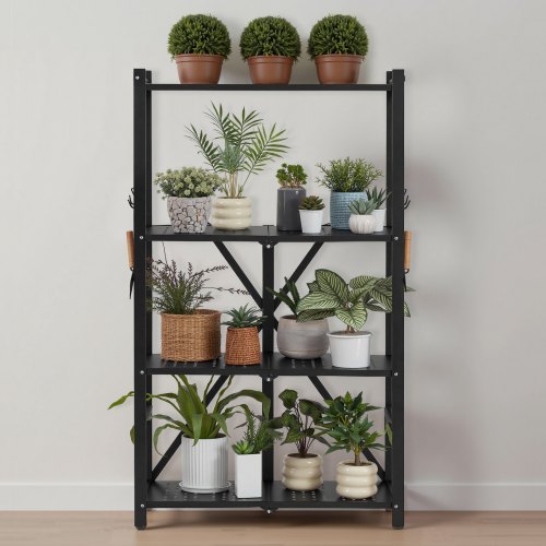 Opbevaringsreol, 66x33x117 cm, Sort, Metal, Sammenklappelig