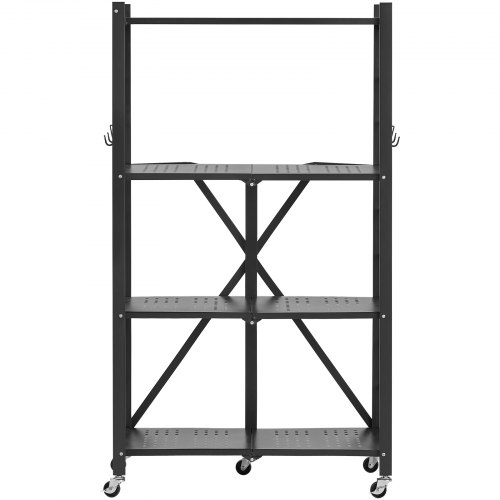 Opbevaringsreol, 66x33x117 cm, Sort, Metal, Sammenklappelig