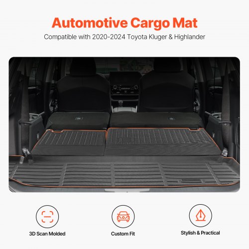 Bagagerumsmåttesæt, kompatibel med Toyota Kluger & Highlander 2020-2024, 147x48,5 cm, sort, TPE