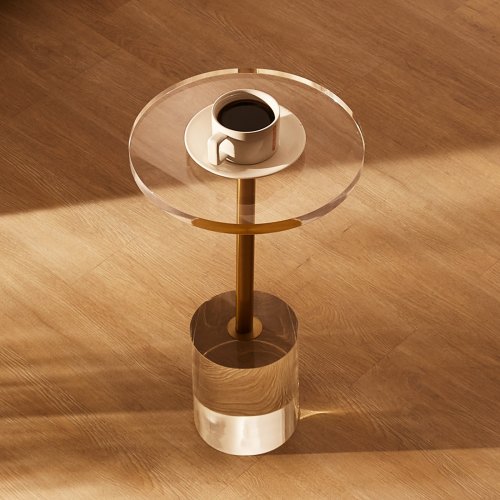 Sidebord, Rundt Akryl, 30,2x30,2x54,3 cm, Transparent