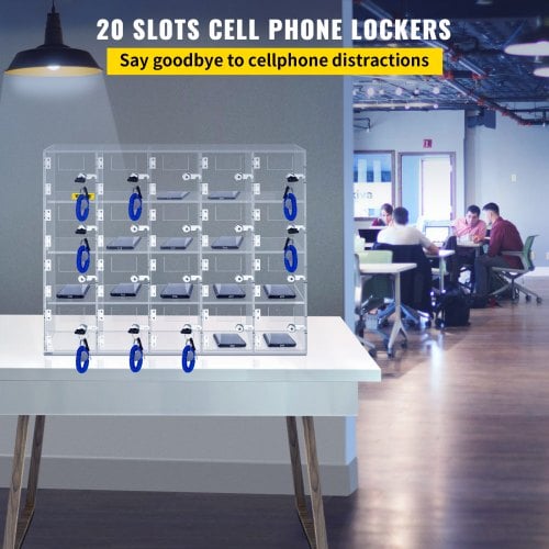Mobiltelefon opbevaringsskab, 20 rum, 53x18x42,5 cm, klar, akryl