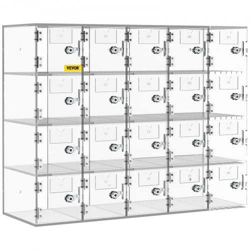Mobiltelefon opbevaringsskab, 20 rum, 53x18x42,5 cm, klar, akryl