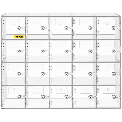 Mobiltelefon opbevaringsskab, 20 rum, 53x18x42,5 cm, klar, akryl