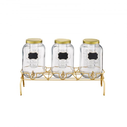 Drikkevaredispenser, 3-pak glas drikkedispenser, 62x17,7x44 cm, transparent, metalstativ