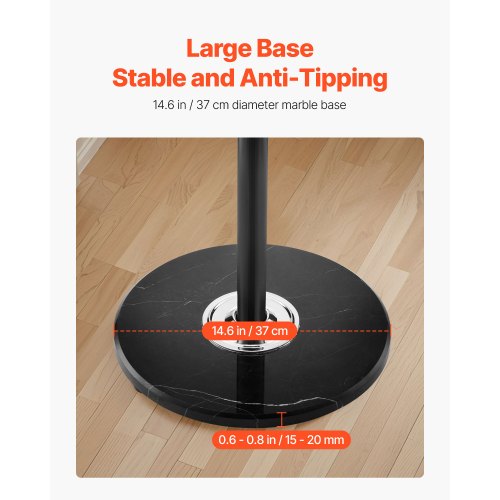 Tøjstativ 37x37x176 cm Sort Metal Marmorfod Paraplyholder