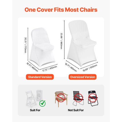 Stolsöverdrag, 30-pack, 46x50x86 cm, Vit, Polyester Spandex