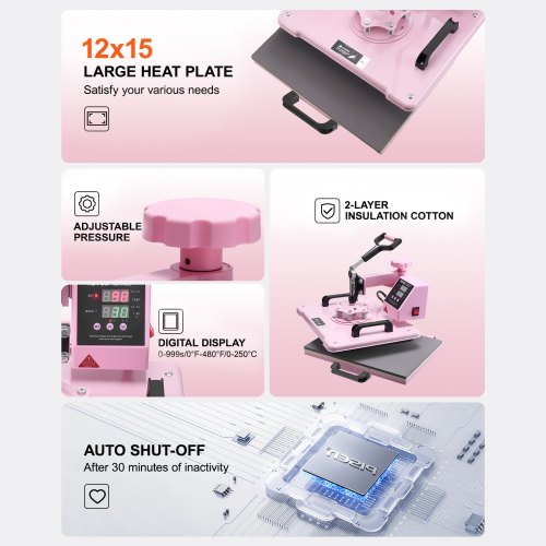 Lämpöprässikone 30,5x38,1 cm Pinkki, 8 in 1, Tumbler Press