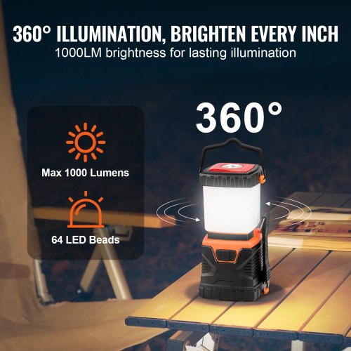 Campinglanterne, LED, 10x9.5x18.8 cm, batteridrevet