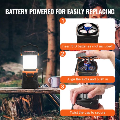 Campinglanterne, LED, 10x9.5x18.8 cm, batteridrevet