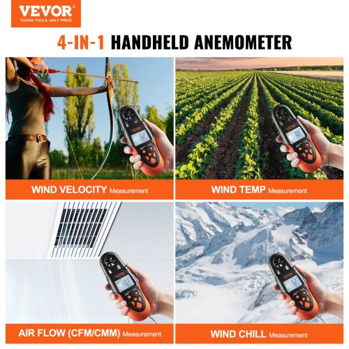 Anemometer, Bluetooth digital håndholdt, 19.1x6.7x4.3 cm, sort, vindhastighedsmåler