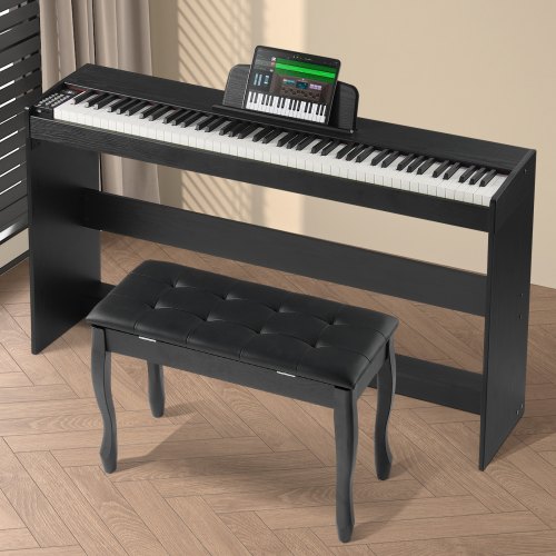 Digital klaver, 88 tangenter fuldt vægtede, 131,7x32x78,5 cm, sort, Bluetooth MIDI