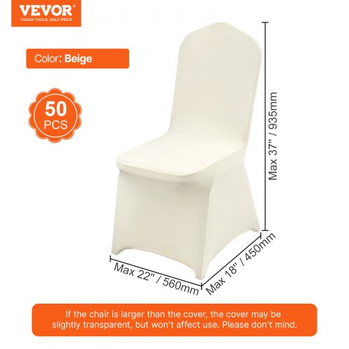 Stolbetræk, Strækbar Spandex til klapstol, 56x45x93.5 cm, Beige, Vaskbar