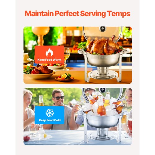 Chafing Dish Buffet Sæt, 5 Qt 2-pak Rustfrit Stål, Sølv