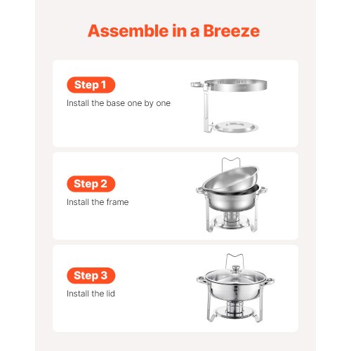 Chafing Dish Buffet Sæt, 5 Qt 2-pak Rustfrit Stål, Sølv