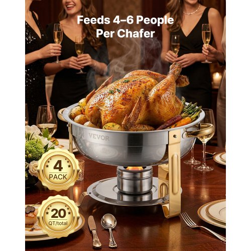 Chafing Dish Buffet Sæt, 5 Qt 4-pak Rustfrit Stål, Guld