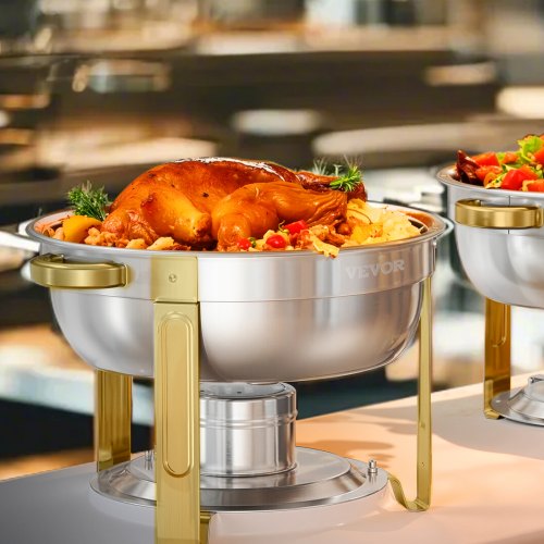 Chafing Dish Buffet Sæt, 5 Qt 4-pak Rustfrit Stål, Guld