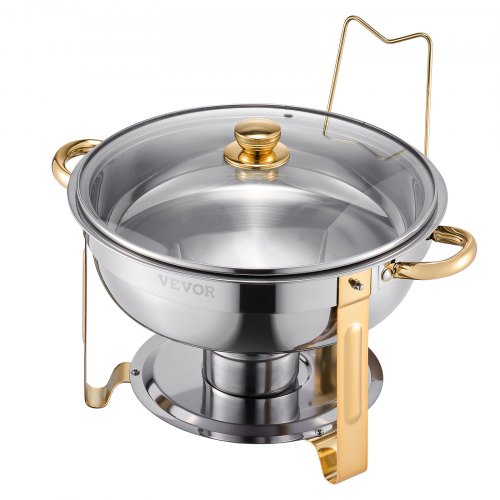 Chafing Dish Buffet Sæt, 5 Qt 4-pak Rustfrit Stål, Guld