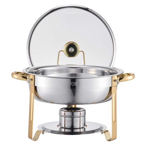 Chafing Dish Buffet Sæt, 5 Qt 4-pak Rustfrit Stål, Guld