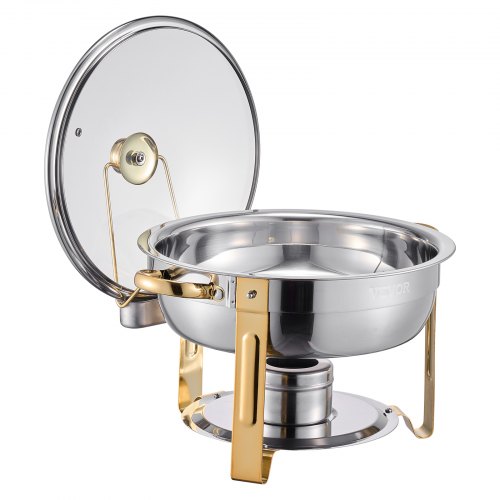Chafing Dish Buffet Sæt, 5 Qt 4-pak Rustfrit Stål, Guld