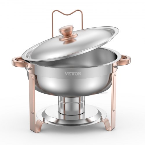 Chafing Dish Buffet Sæt, 5 Qt 4-pak Rustfrit Stål, Rosaguld, Catering Varmer