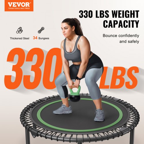 Mini trampolin, 102x102 cm, sort, sammenklappelig fitness rebounder